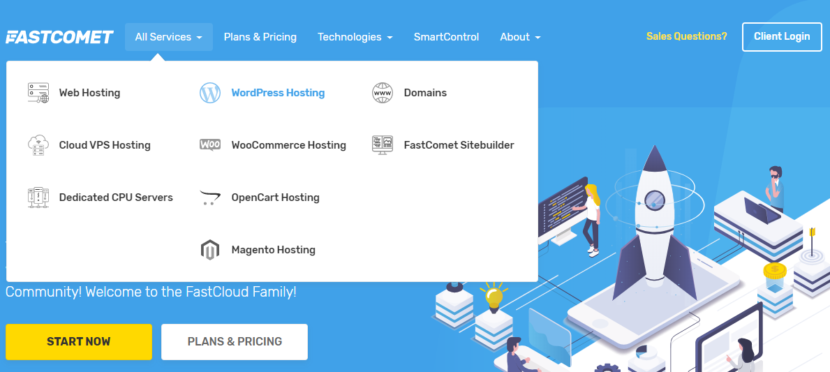 fastcomet wordpress webhosting, website maken wordpress